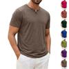 Men's Short Sleeve Henley T Shirt Lightweight Soft Fabric Classic Fit Button Neckline Casual Basic Top for Daily Wear