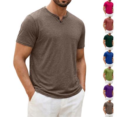 Men's Short Sleeve Henley T Shirt Lightweight Soft Fabric Classic Fit Button Neckline Casual Basic Top for Daily Wear