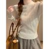 Pit Strip Crew Neck Sweater Women's Spring New Thickened Slim Fit with Knitted Bottoming Shirt Short Top