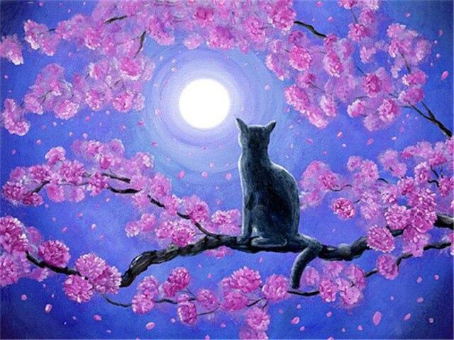 5D Diamond Painting Cat Diamond Embroidery Animal Beaded Embroidery Mosaic Art Picture Of Rhinestones Decor For Home