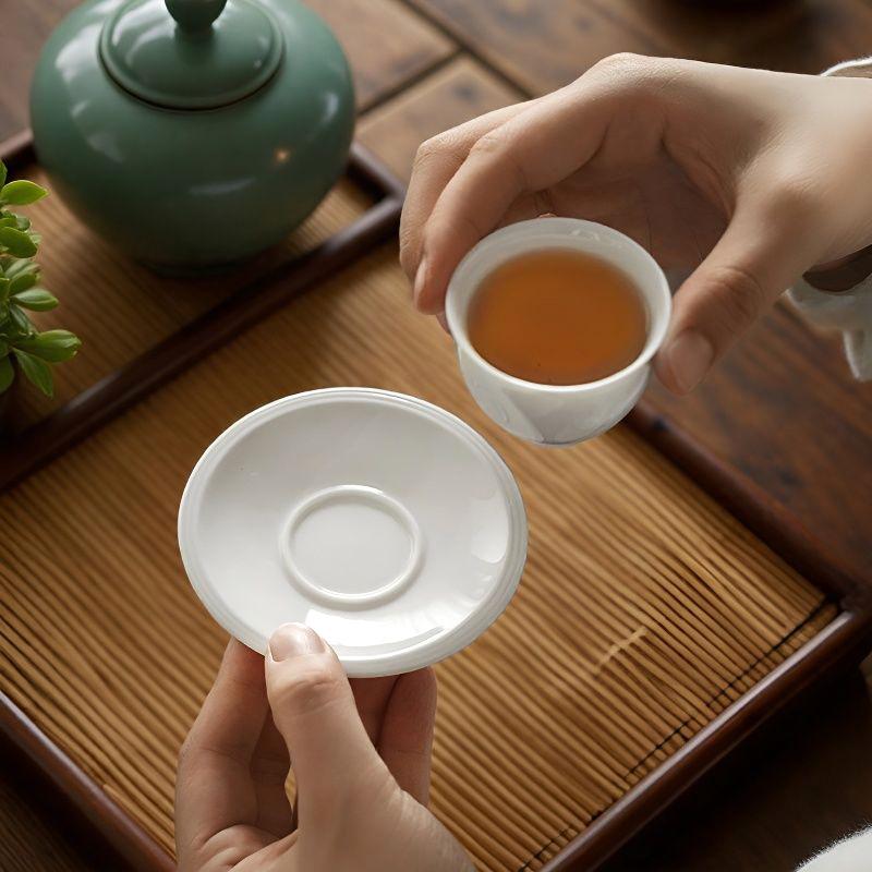 High-Grade White Porcelain Tea Coaster Tray - Ceramic Gongfu Tea Accessories Plate