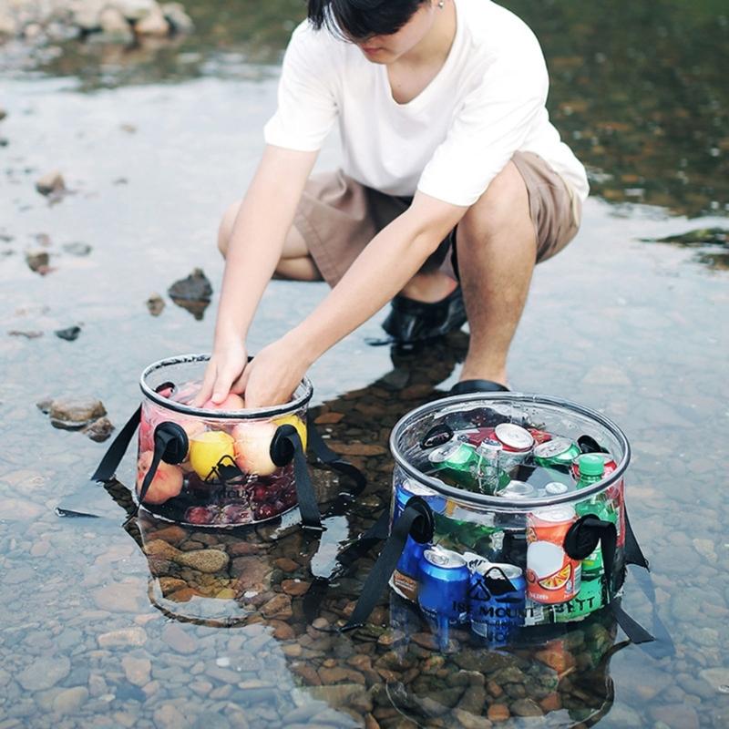 Portable Clear Folding Bucket Lightweight Collapsible Small Bucket Space Saving