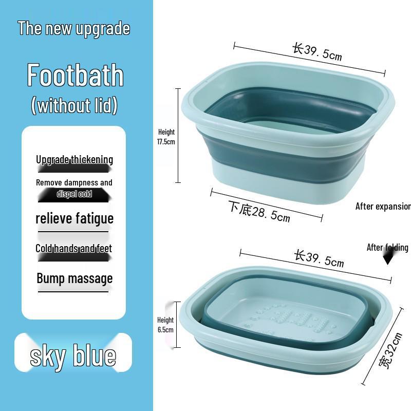 Portable Foldable Foot Bath & Massage Basin for Adults - Thickened Plastic Foot Soaking Bucket for Home & Dorm.