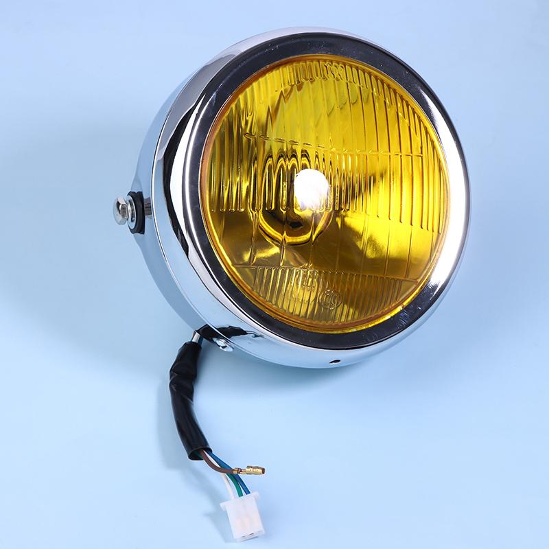 CG125 Retro Style Round Motorcycle GN125 Headlight Motorcycle Driving Light Round Front Headlamp Mount 12V Motorbike Universal