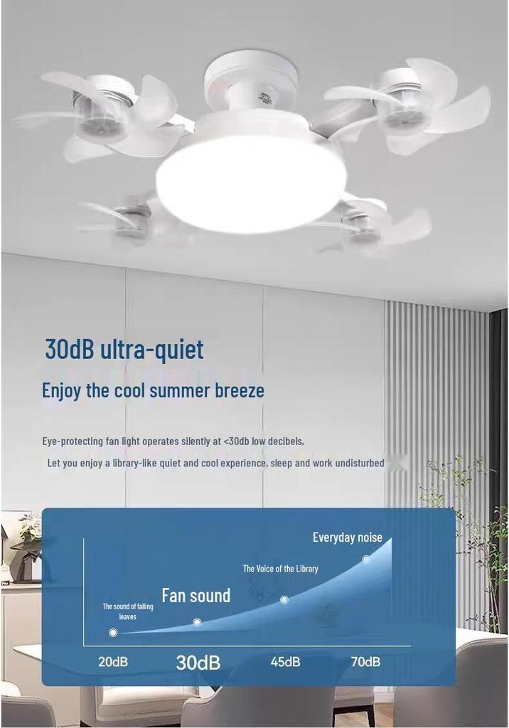 Nordic Smart Ceiling Fan with Silent Operation & Remote, Energy-Saving Eye Protection Light for Bedroom