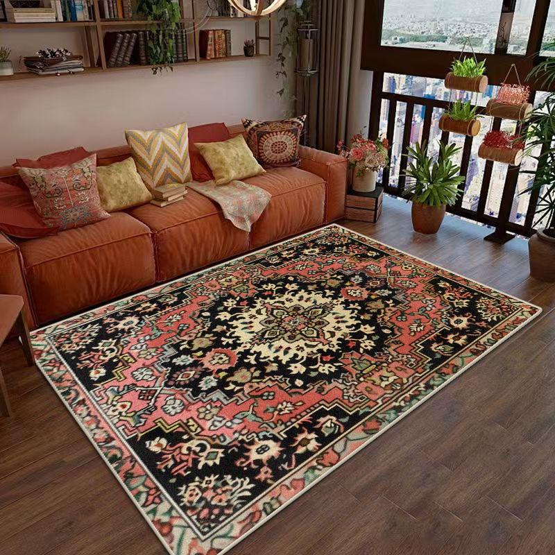 Retro Persian Living Room Rugs Decoration Bedroom Floor Mats Customizable Anti Slip Washable Short Velvet Office Carpet Lounge