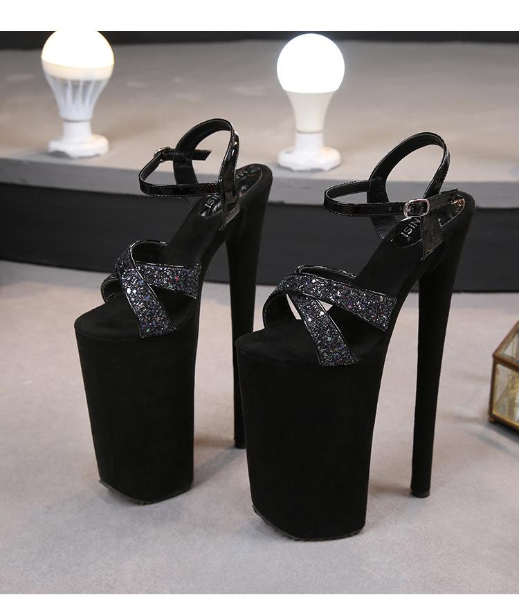 RED 10 inch Fetish Sequins Sandals 26cm thin heels Pumps platform Women Walking Show Artifact Model Shoes zapatos mujer