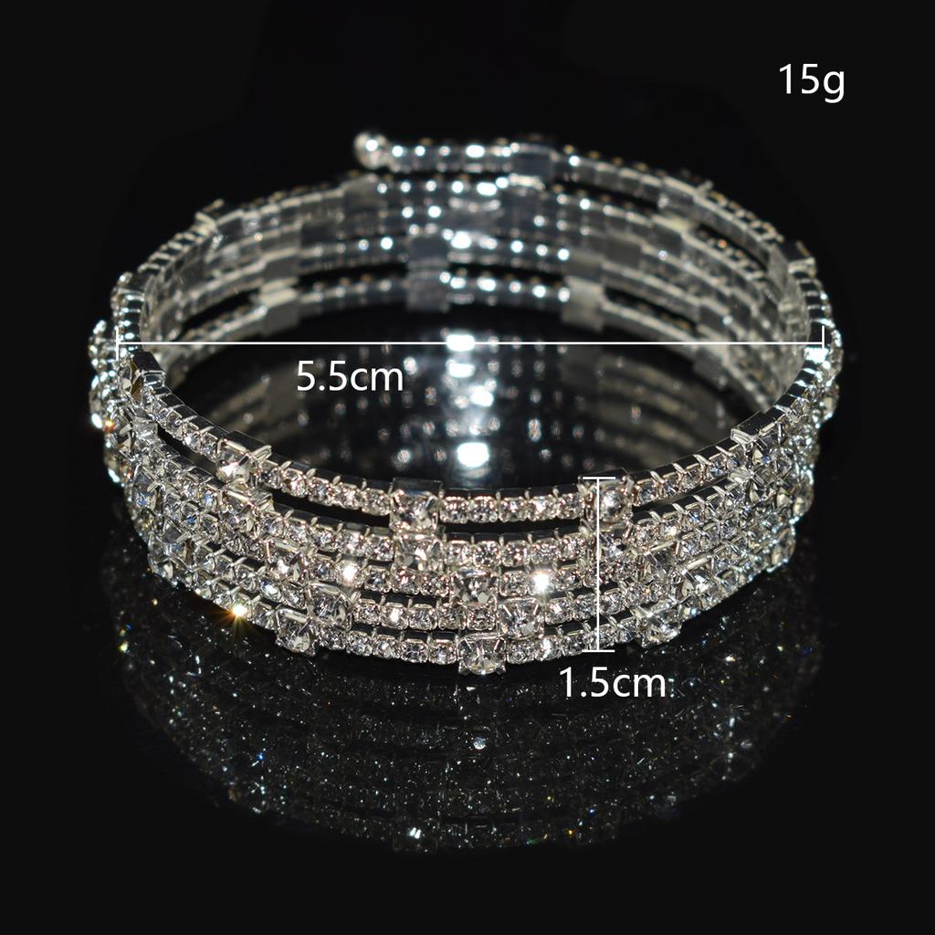 Charm Artificial Crystal Elegant Ornaments Fashion Wedding 5-row Rhinestone For Women Arm-hugging Festival Gifts Bracelet Creative Open Bracelet 1pc