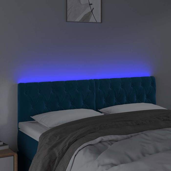 Maison Exclusive - Tête de lit à LED Bleu foncé 160x7x78/88 cm Velours
