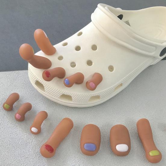 10Pcs Artificial Toes Set DIY 3D Toe Charms Shoes Decoration with Realistic Toe Shape Shoes Buckle Accessories for Party Festival