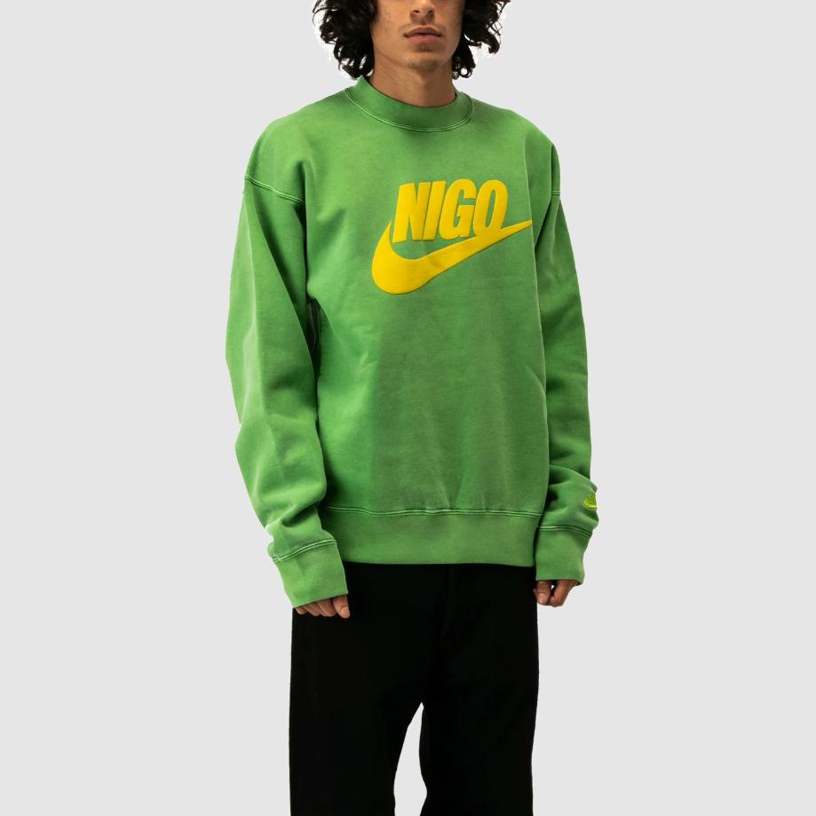 Nike X Nigo NRG Fleece Crew Sweatshirt Green Unisex Streetwear FV5941-310