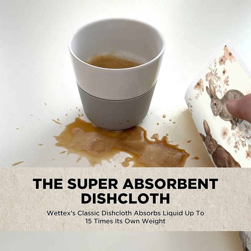 6PCS Cleaning Dishcloths Reusable Kitchen Dish Towels Rabbit Pattern Dishcloth Absorbent Lint Free Cloth Washable Duster Rags Tea Towels