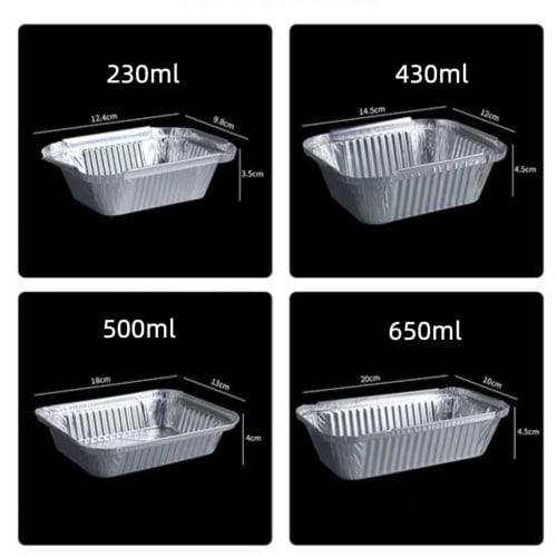 Hummosk Aluminum BBQ Plates, 50 Disposable Plates with Lids, Aluminum Foil Pans, Heavy-Duty Food Containers, Pie Pans, Freezer and Oven Safe, Commerci