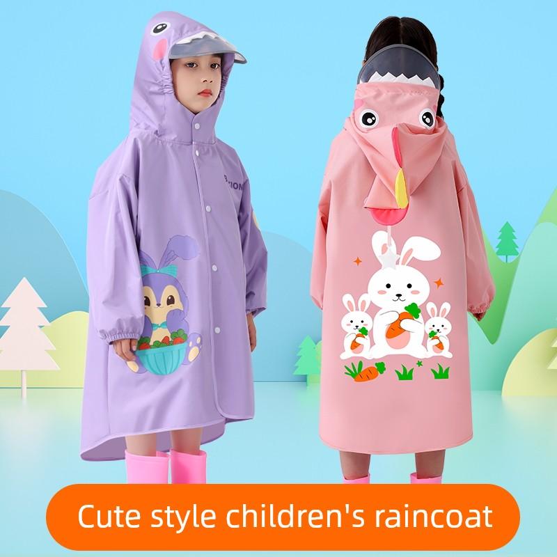 Children's Raincoat Cartoon Long Boys' and Girls' Waterproof Clothes for Walking and Cycling Baby Kids' Soft Poncho Rain Gear
