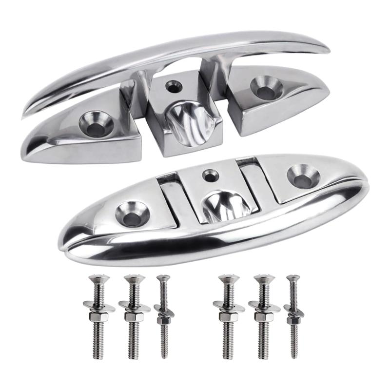 Practical Folding Cleat Fastener Accessory for Watercrafts Supplies Sturdy Stainless Steel Materials Construction