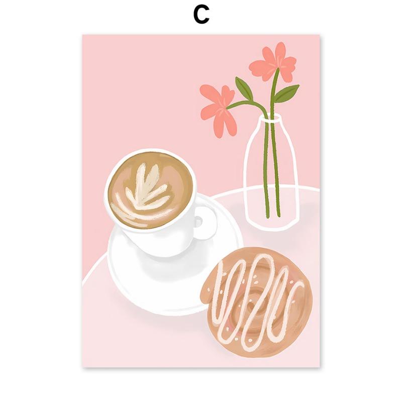 Santorini Zitronen Kaffeeblumen Abstrakte Landschaft Poster und Drucke Wandkunst Leinwandgemälde Bilder Für Wohnzimmer Heimdeko