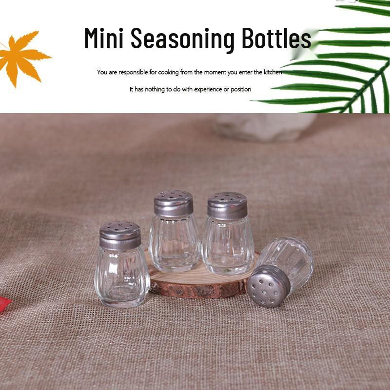 Portable Mini Glass Spice Jar with Sprinkler, Clear Seasoning Bottle for Outdoor Cooking & BBQ