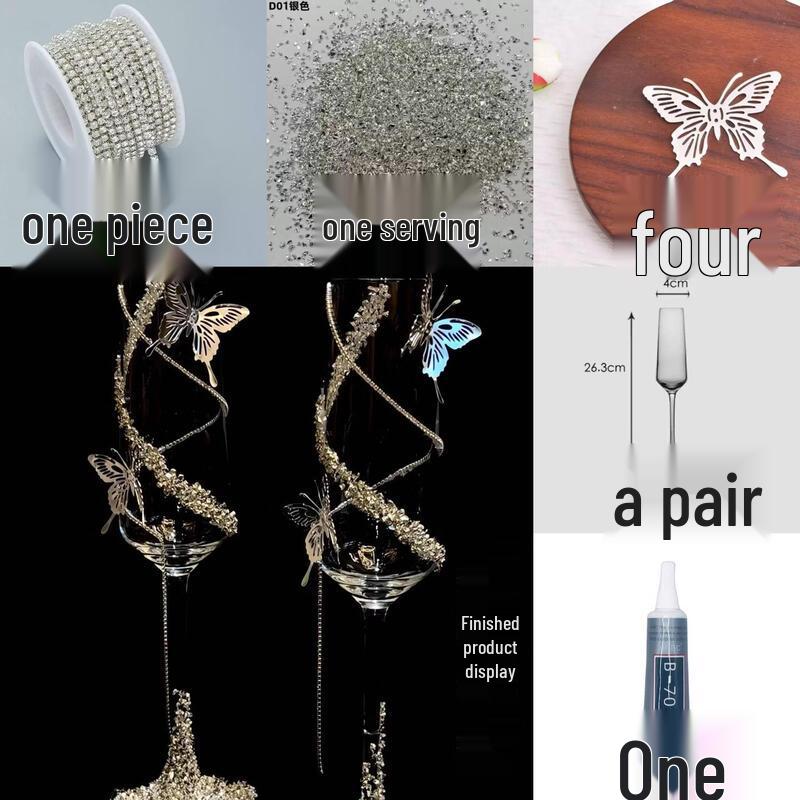 Tassel Butterfly Wedding Champagne Glass DIY Kit