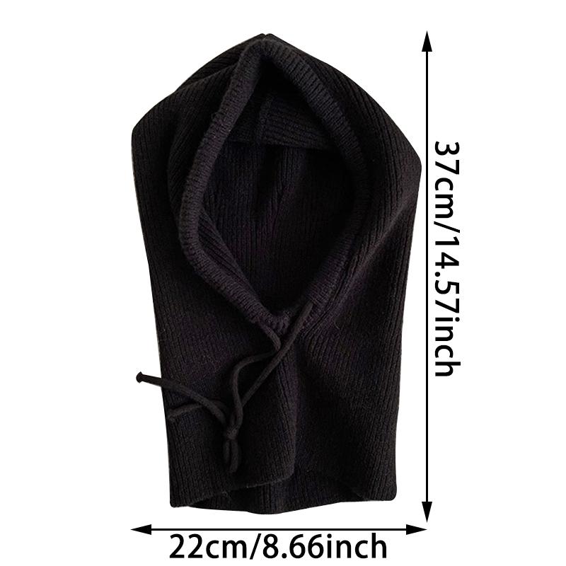 Écharpe à capuche tricotée Chapeau Tricot Cagoule Style Coréen Extérieur Chaud Écharpe à capuche avec cordon de serrage réglable