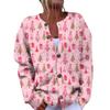 Women's Fashion Christmas Printed Long Sleeve Knitted Cardigan Button Down Jacket