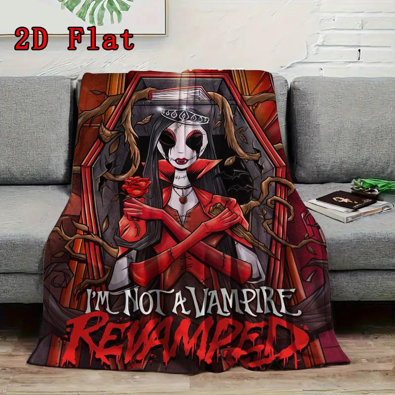 Gothic Vampire 2D Flat Pattern Flannel Blanket High Quality All Seasons Warmth and Comfort Perfect for Christmas Gifts.