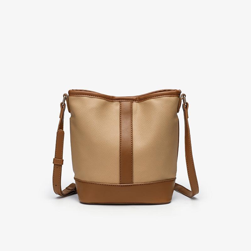 IELGY Ladies Bucket Bag Retro Fashion Simple Korean Version All-Match Stitching Messenger Bag