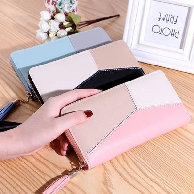 Carteiras Longas com Zíper da Moda Feminina Carteiras Longas para Moedas e Dinheiro Bolsas Porta-Moedas Porta-Cartões Carteira de Couro PU