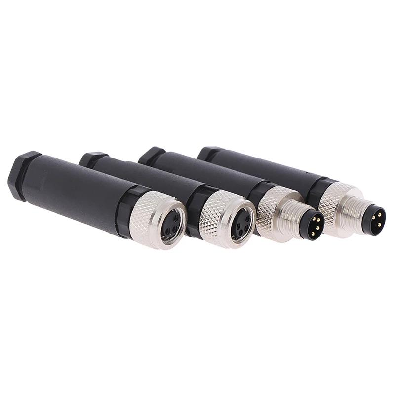 1Pc M8 Sensor Connector 3/4 Pin Male/Female Straight Angle Plug