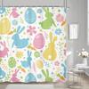 1Pc Shower Curtain - Vibrant Easter Design With Bunnies, Eggs, And Flowers For A Festive Bathroom Waterproof