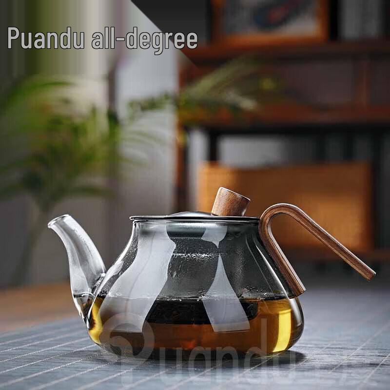 Quandu Heat-Resistant Glass Teapot with Wooden Handle