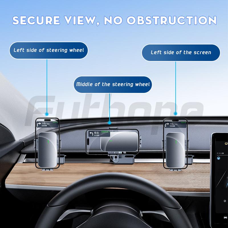 Futhope Base de Painel de Instrumentos com 6 Garras de 17mm Suporte de Telefone com Energia Solar Para Tesla modelo 3 modelo Y 4.0-7.2 polegadas Suporte para Celular