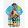 Camicia Corta Hawaiana da Uomo Stampa Pollo Cartone Animato Camicia Casual da Uomo Estate Quotidiano Street Fashion Camicia a Maniche Corte da Uomo