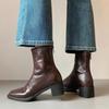 High-heeled Short Boots, Square-toe Boots, Short Boots, Women's Shoes with Thick Heels, Women's Boots