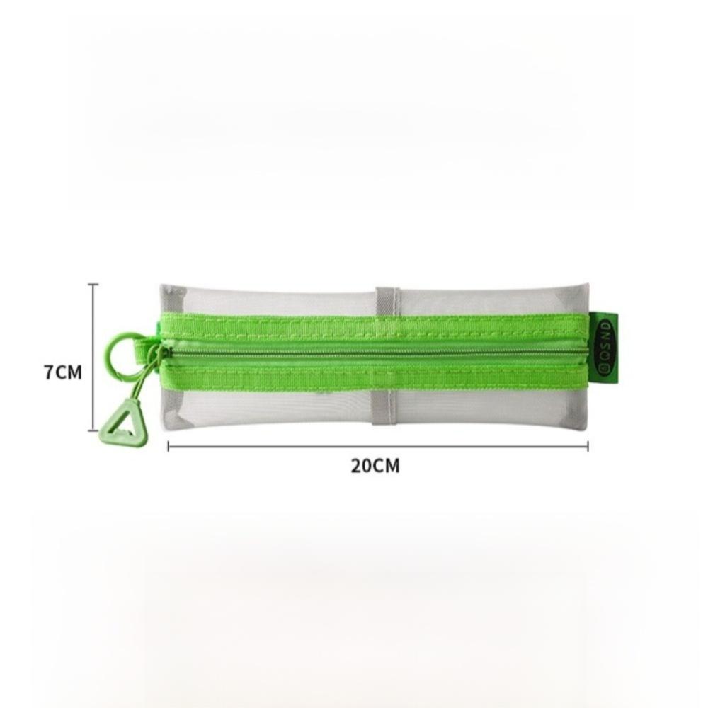 Elastic Strap Zipper Pencil Case Mesh Fabric Stationery Organizer Mesh Pen Pouch School Supplies