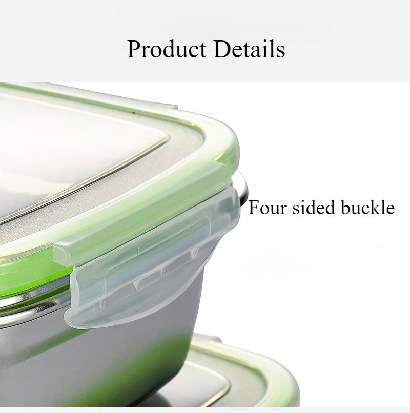 1pcs 304 Stainless Steel Lunch Box Food Storage Container Airtight  Transparent Lid Freshness Keeper for Fruits Cold Storage