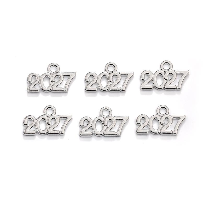50Pcs Vintage Alloy 9*14Mm Number Charms 2026 2027 Year Pendants Diy Earring Bracelet Necklace Jewelry Making Crafts Accessories