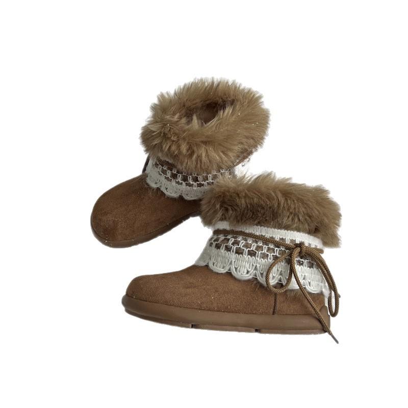 Thick-soled Velvet Thickened Warm Versatile Millennial Wind Snow Boots for Women's Autumn and Winter New Large Cotton Shoes for Women's Models