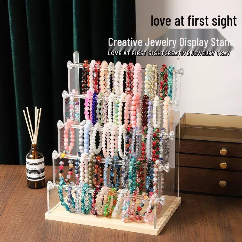 Bracelet and Jewelry Display Stand for Necklaces, Hair Ties, and Prayer Beads Storage