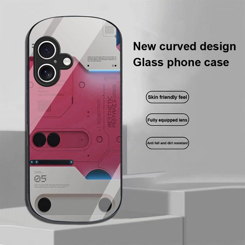 Machine Built-in For Apple IPhone 16 11 13 15 14 Pro Max 12 Mini 7 8 Plus XR X XS Elliptical Shaped Tempered Glass Phone Case