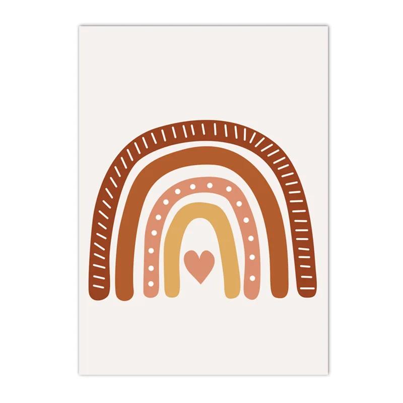 Boho Rainbow Cloud Moon Sun Heart Posters and Prints Nordic Nursery Wall Art Pictures Baby Kids Room Home Decor Canvas Painting