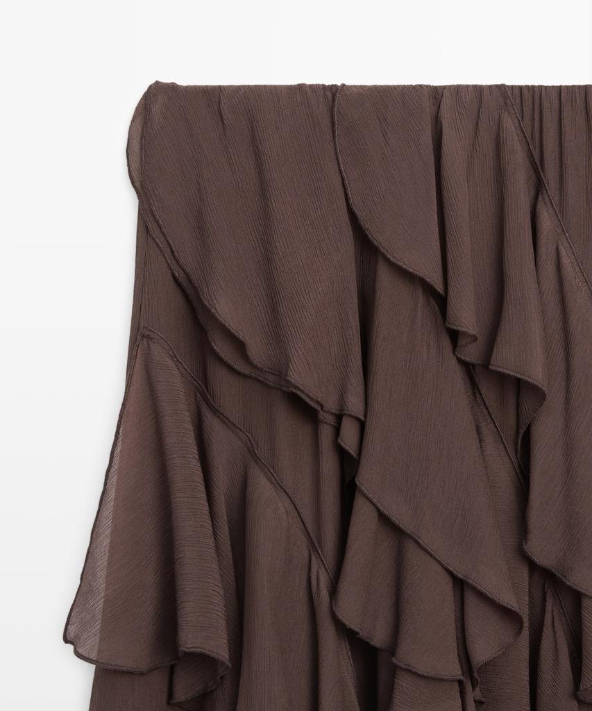 Masimodutti Frill Detail Fluid Midi Skirt