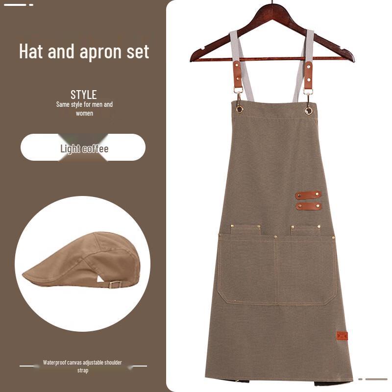 Catering Waterproof Canvas Apron with Cap
