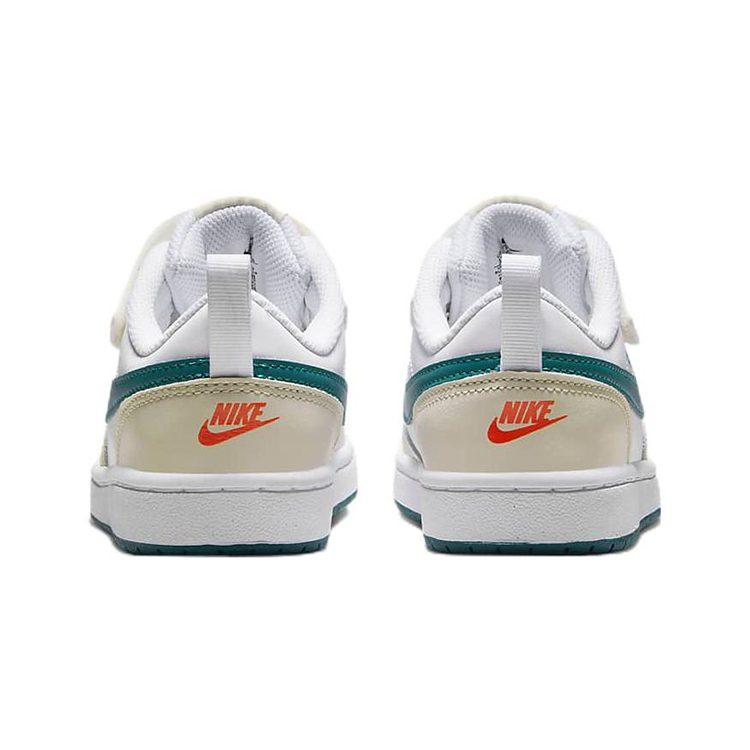Nike Court Borough 2 Low Comfortable Low top Kids' Skateboarding Shoes White Green Children Aged 3 7 Years Old BQ5451-017
