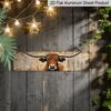 2D Flach - Retro Longhorn Metallwandschild - Langlebiges Westliches Ranch Aluminium Dekoratives Schild, 3,93 x 15,74 Zoll, Bauernhaus Stil Büro Zuhause Hängend