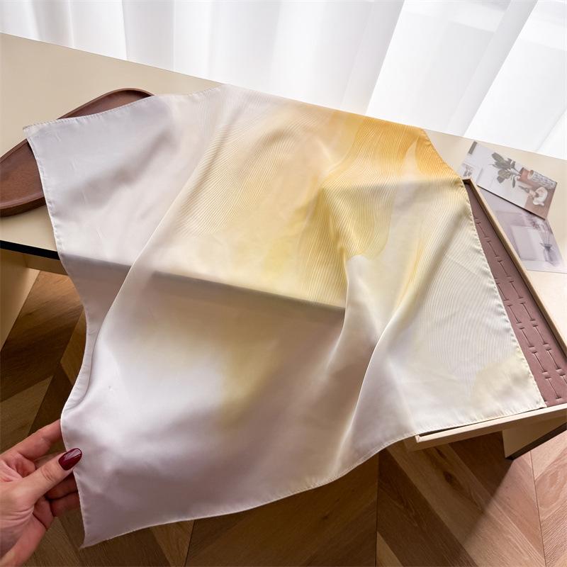 Minimalist Gradual Change Simulation Silk Printing Silk Scarf Small Square Scarf High Sense Shawl Sunscreen Neck Scarf Headscarf Scarf New