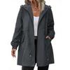 Womens Raincoats With Hood Lightweight Outdoor Hooded Windbreaker Trench Coat Jacket Plus Size
