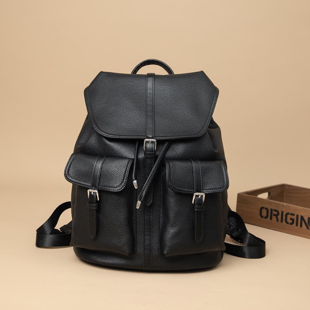 

2026 Luxury Soft PU Leather Backpack for Women, Large Capacity Casual Rucksack Laptop Bag for Work College Travel Sac A Dos New чёрный