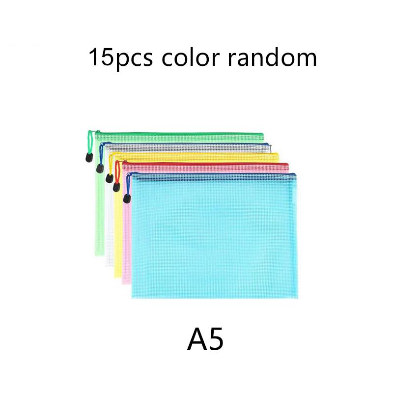 5~20PCS A4/A5 Mesh Zipper Pouch Document Bag Pen Bag Storage Bags Waterproof Zip File Folders School Office Supplies TMZ