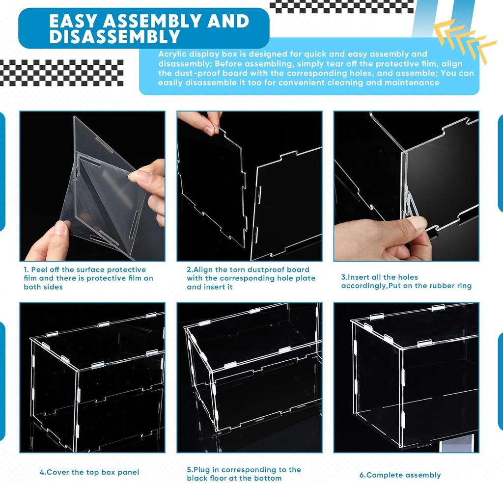 1Pcs Acrylic Model Car Display Case 1: 24 Scale Clear Diecast Display Boxes with Black Base Model Car Storage Case