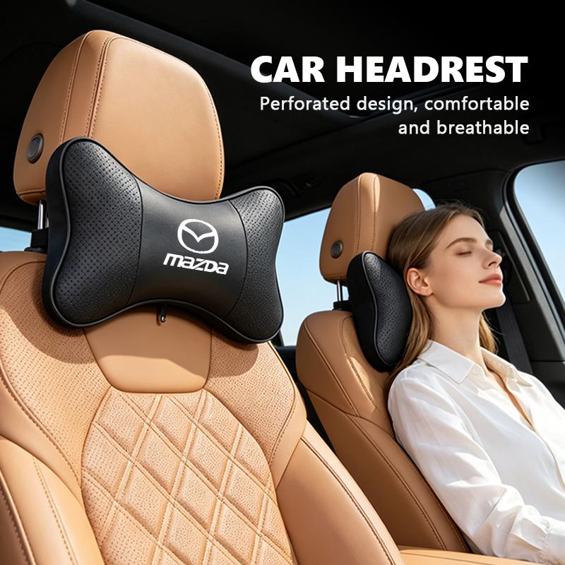For Mazda Car Seat Headrest PU Leather Universal Auto Neck Cushion 3 6 CX5 2 CX3 CX9 MX5 RX8 Axela Demio Atenza MS FF4